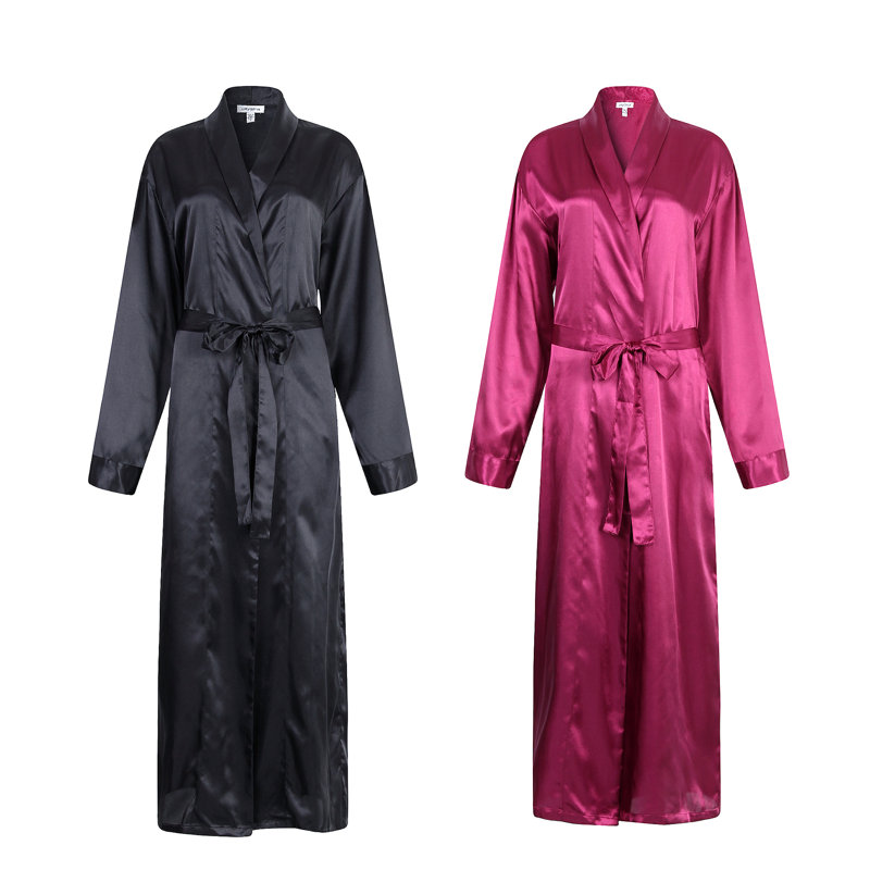 Alwyn Home - Kimono en satin de soie pour homme, S, Noir