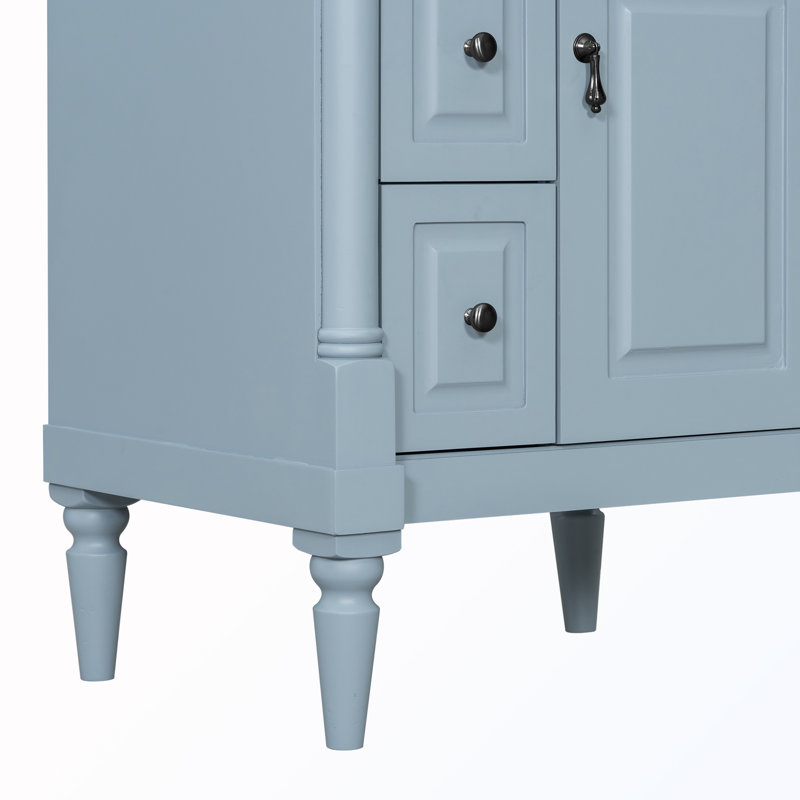 Meuble-lavabo autoportant avec lavabo et tablette réglable, Bleu gris