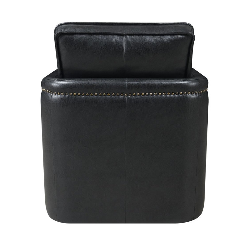 Fauteuil pivotant en cuir noir Rocha