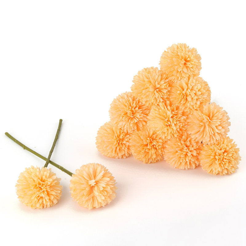 12 pièces de boules de fleurs de chrysanthème artificielles en soie pour des centres de table, Jaune
