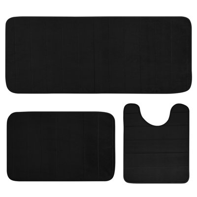 Ensemble de tapis de bain en mousse viscoélastique 3 pièces, ensembles de tapis de salle de bain à absorption d'eau rapide pour douche de baignoire, meuble-lavabo et base de toilette, gris