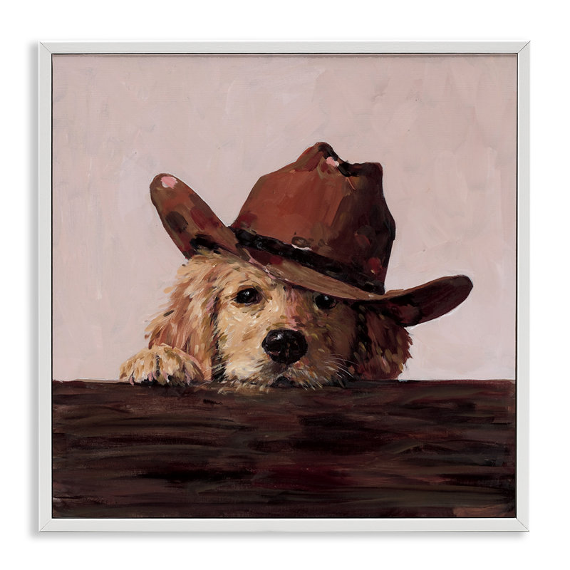 Peeking Cowboy Dog, estampe numérique, design par Studio Bautista, H 12 po x l 12 po