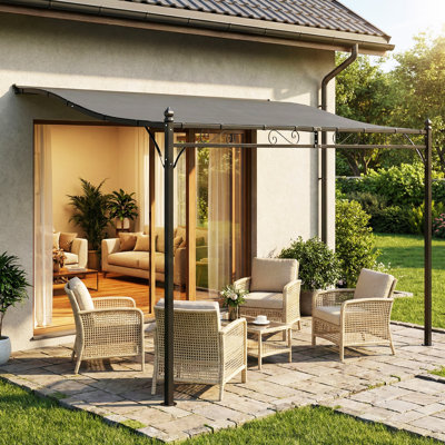 Pergola d'extérieur 11,5 pi x 8,2 pi, maigre à pergola, gris foncé