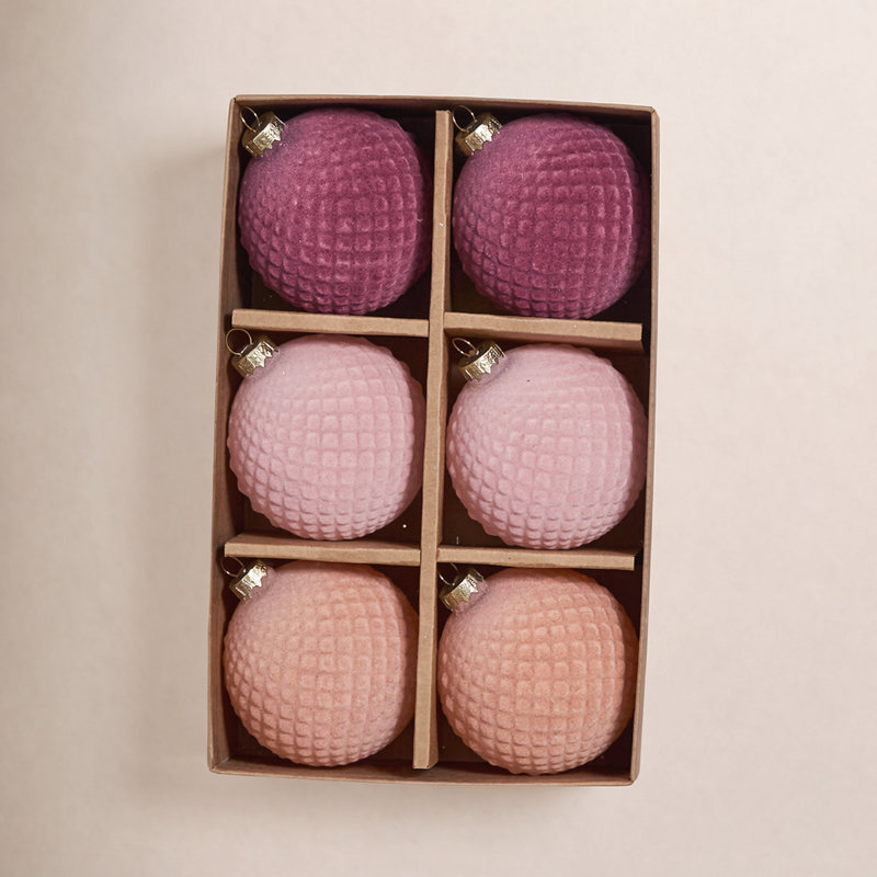 Ensemble d'ornement en velours Rosy de 6 à 3 po
