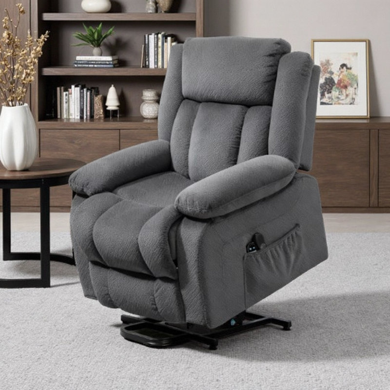 Fauteuil inclinable moelleux et lève-personne avec massage et chaleur, Gris