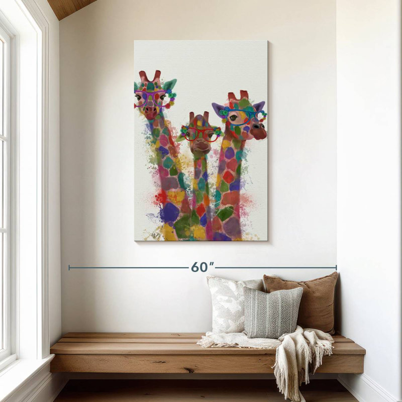Brampt Rainbow Splash Giraffe Trio, 45" H x 30" W