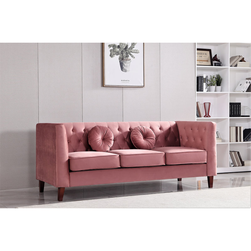 Dun 81.5'' Velvet Sofa, Rose Velvet
