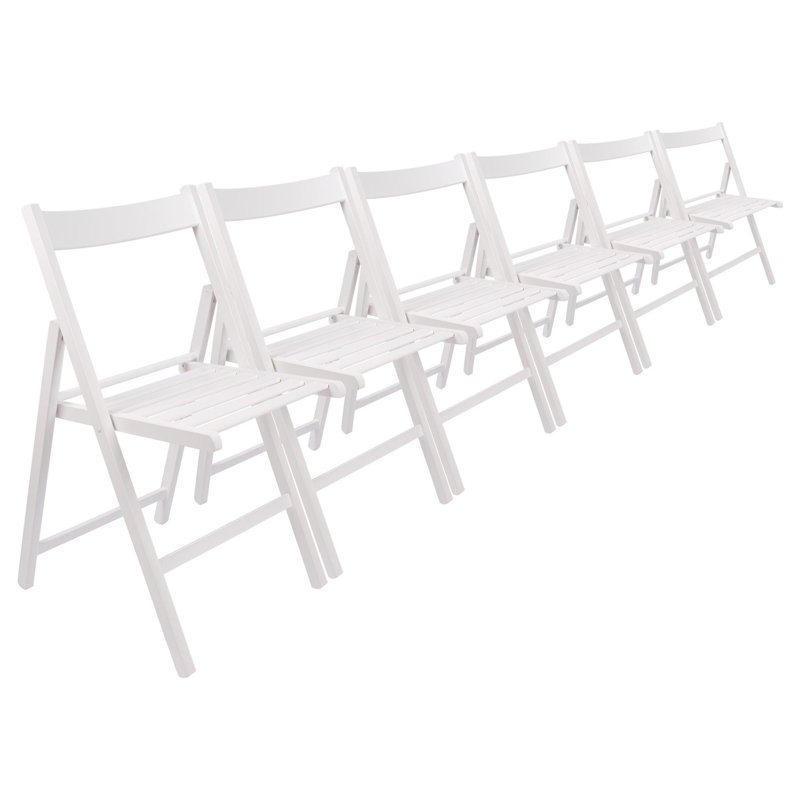 Harbour Housewares - Beech Wood Folding Chairs - Set of 6, White