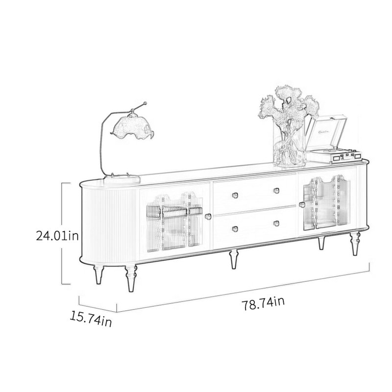 Meuble télé en bois massif American, 78.74"