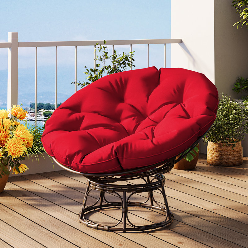 Chaise de patio avec coussins Papasan, Rouge, L 49 po x H 36 po x P 12 po