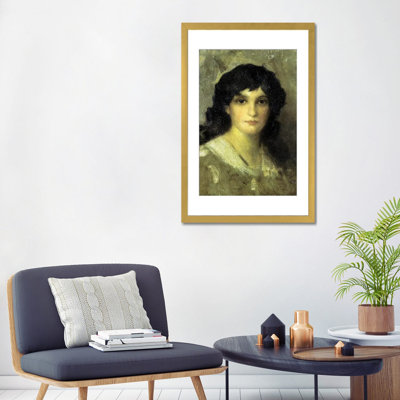 Tête de jeune femme - reproduction d'art murale - papier d'art encadré