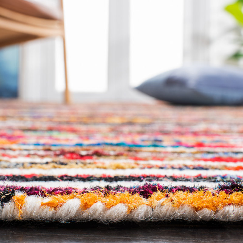 Nantucket Hand Tufted Wool/Cotton Geometric Rug in Brown/Pink/Blue, Rectangle 3' x 5'