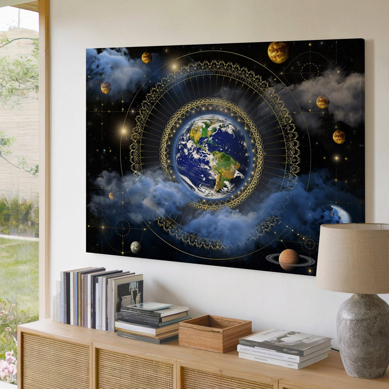 Toile dans un tableau cosmique à couper le souffle, art mural éclatant de la terre, H 9 po x l 12 po