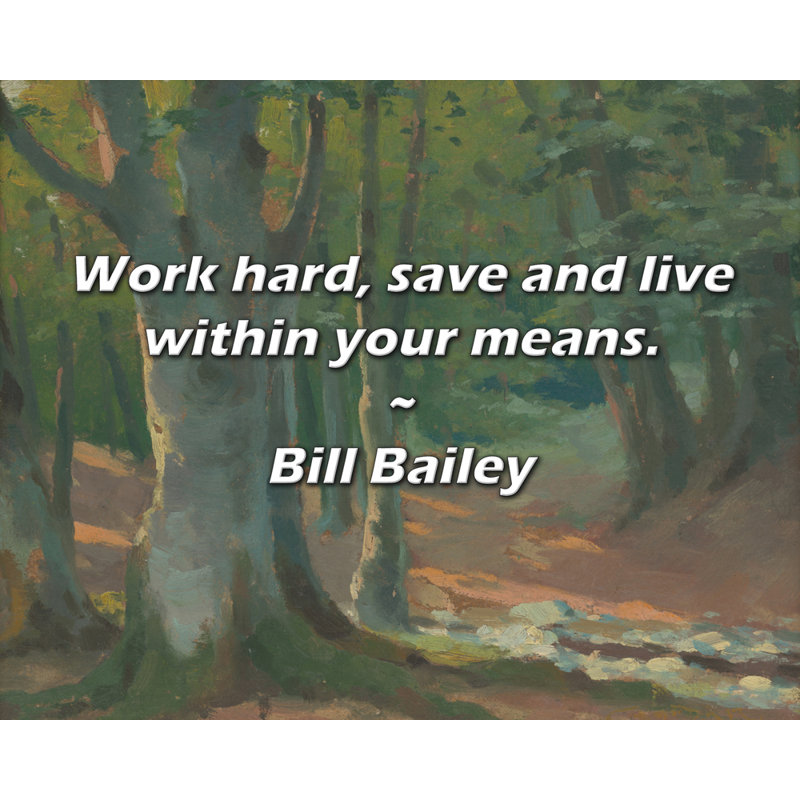 Bill Bailey Quote: Work hard, save and live within your means.