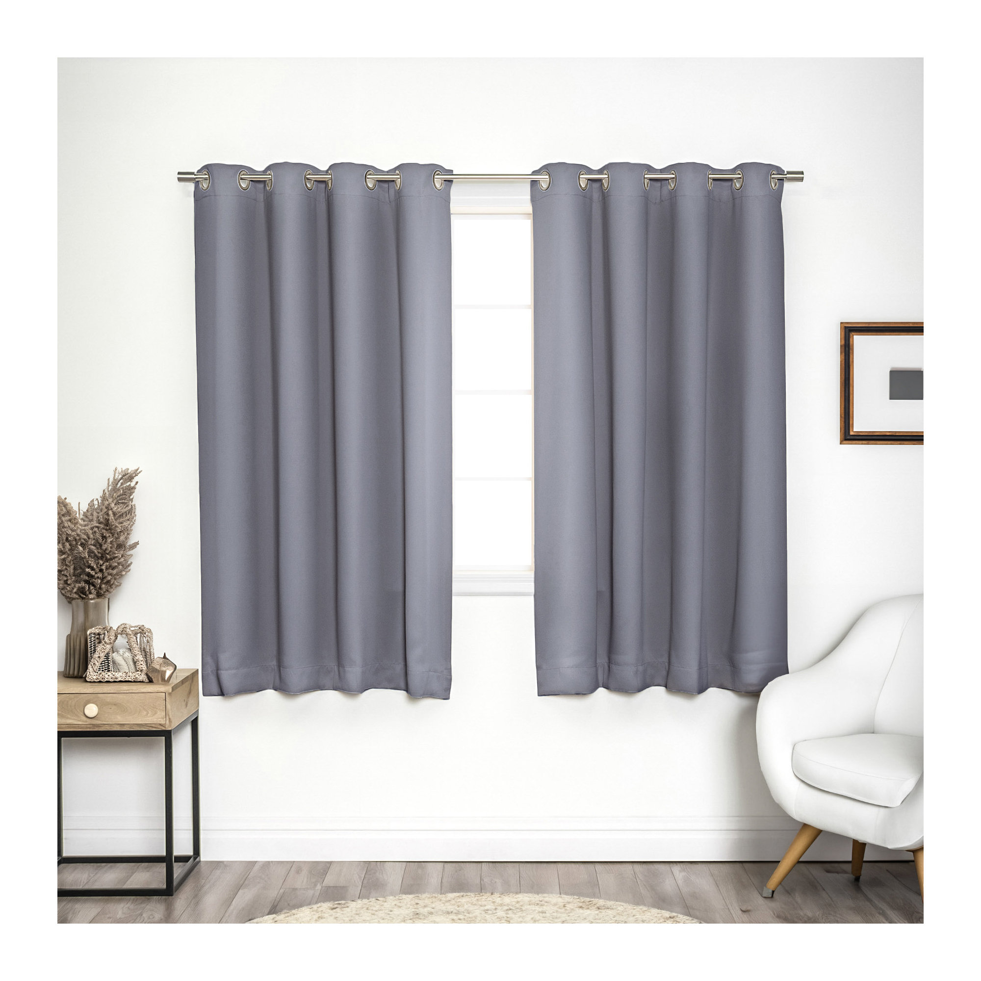 Schaeffer Blackout Curtain, Gray, 52" W x 63" L