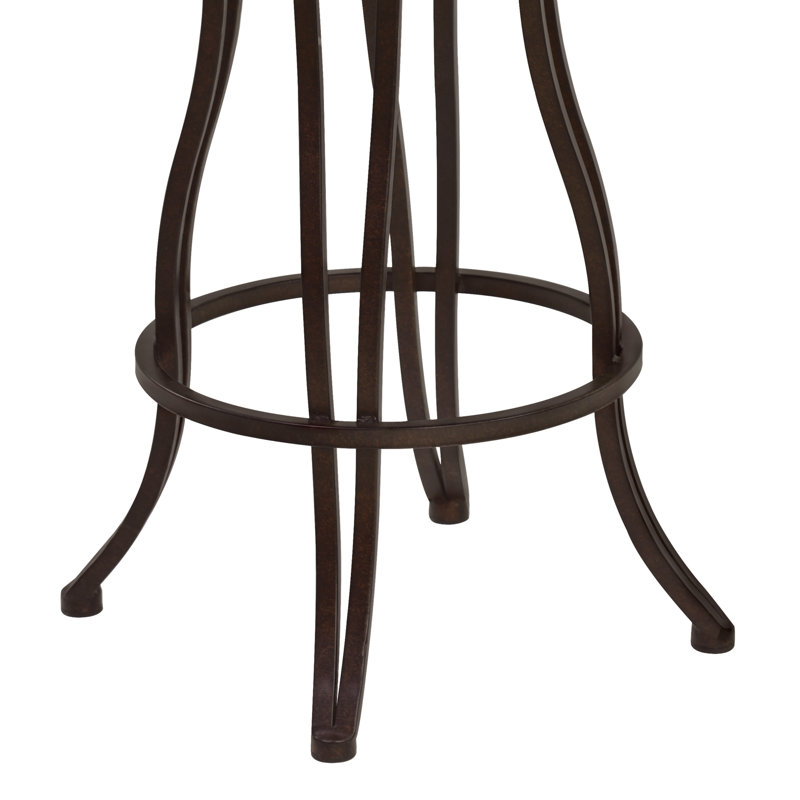 Margie Swivel Counter or Bar Height Armless Upholstered Bar Stool with Footrest in Metal, Auburn Bay