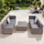 Ensemble de canapé 7 pièces en rotin gris avec table basse - conversation modulaire pour terrasse