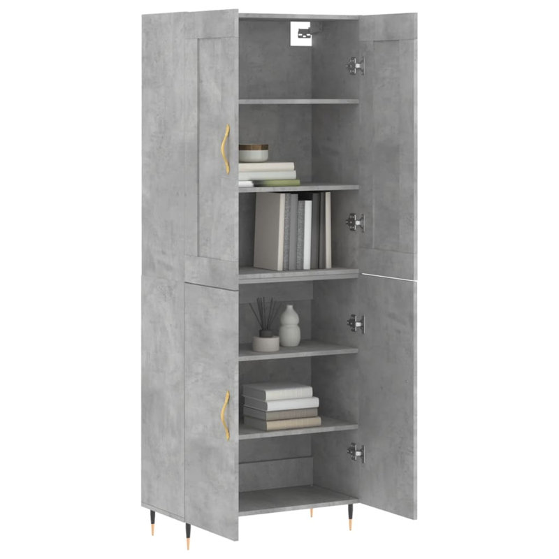 Frankfield 4 Door Manufactured Wood Wardrobe, Concrete Grey