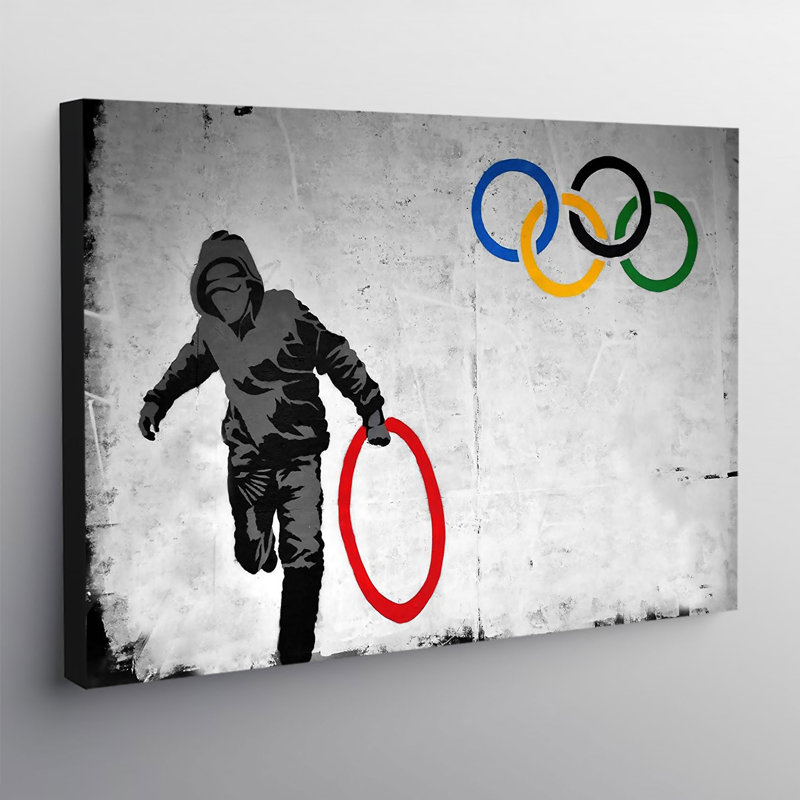 Banksy Olympic Rings Thug Thief - Wrapped Canvas Print, 41cm H x 61cm W x 4cm D