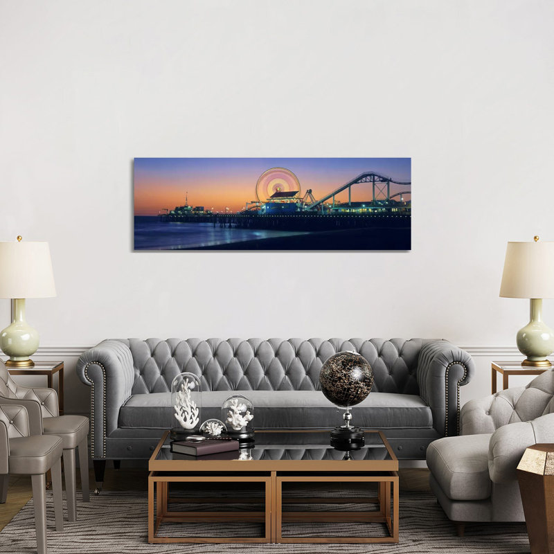 Ferris Wheel On The Pier, Santa Monica Pier, Santa Monica, Los Angeles County, California, USA by Panoramic Images - Wrapped Canvas Print