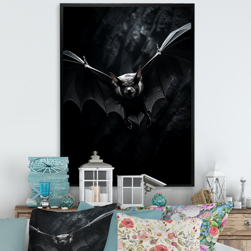 Bezai " Bat Silent Wings ", Black Single Picture Framed, 20" H x 12" W x 1" D