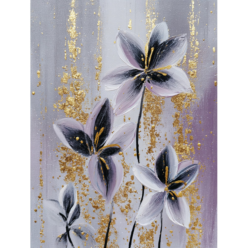 Art mural sur toile tendue Golden Petal Whisper, H 16 po x l 12 po x P 1 po