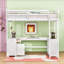 Lit mezzanine en bois Karthika avec bureau en U, tiroirs, échelle et tablettes de rangement-951052710-959556299