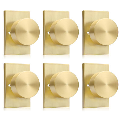 Faux boutons de porte dorés, serrures de porte robustes en alliage de zinc brossé or (paquet de 3/6 pièces)