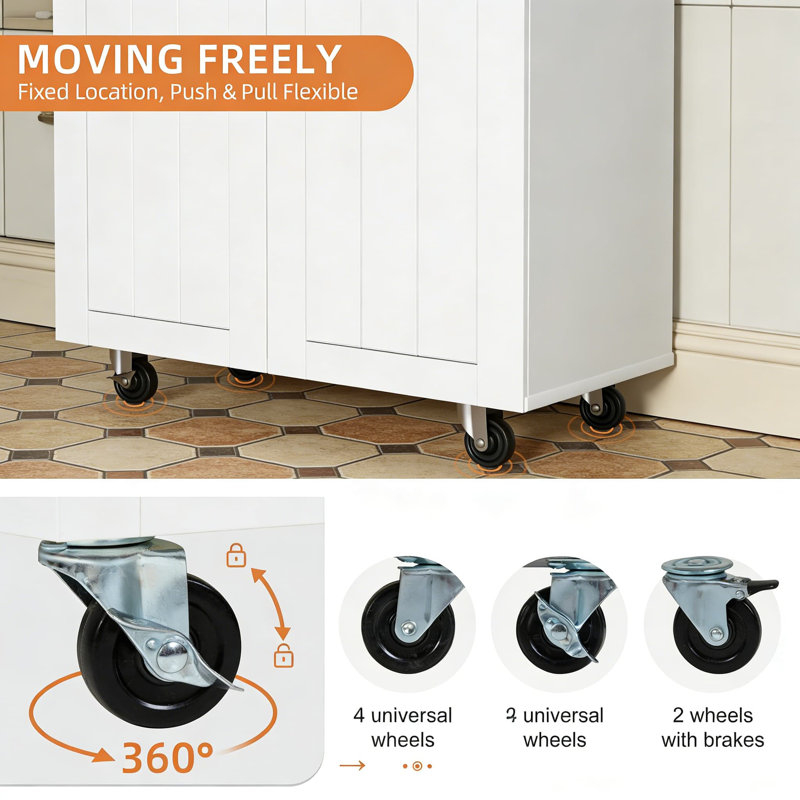 Chariot d'îlot de cuisine mobile avec rangement et roues, armoire roulante portable avec poste de travail, support pour micro-ondes et porte-serviettes pour l'organisation de la cuisine