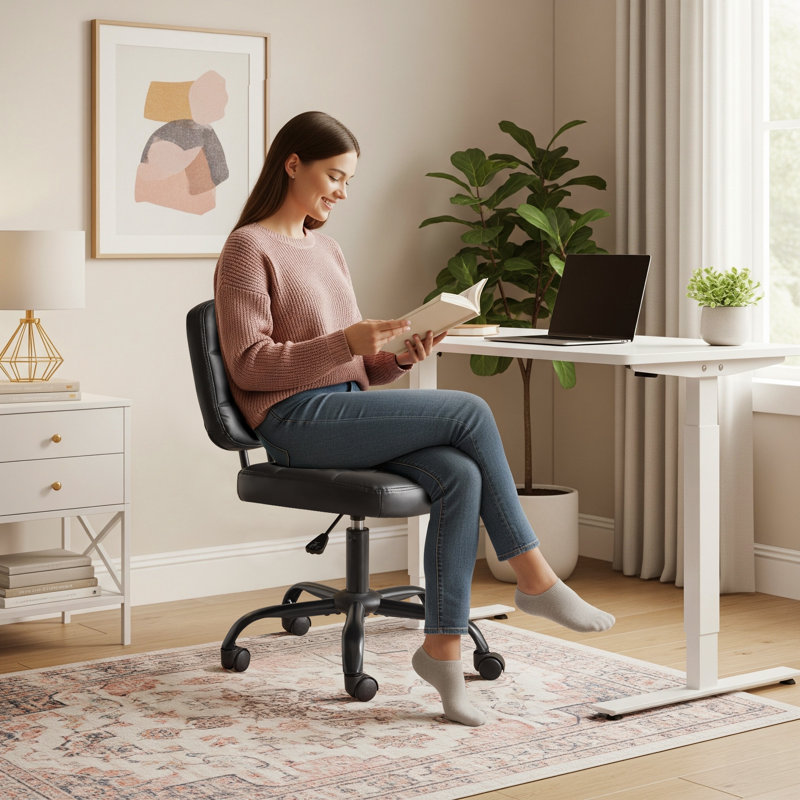 Chaise de bureau 22,1 po, Noir, Noir