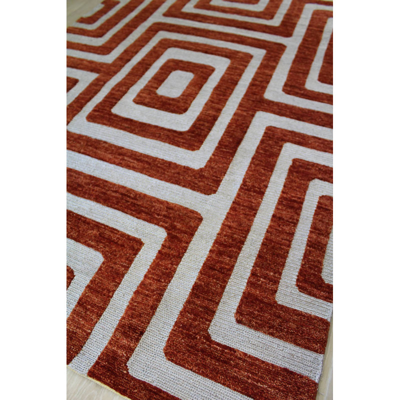 Tapis unique rouge / argent / rouille 4 pi 3 po x 5 pi 11 po Sante Fe