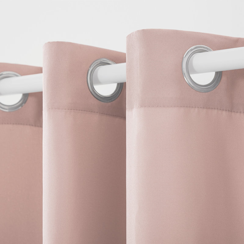 TOWN & COUNTRY BASICS Cabana Solid Indoor Outdoor Light Filtering Grommet Top Curtains 2-Pack Set, 54" W x 120" L, Blush
