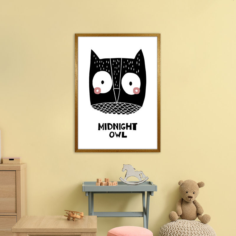 Owl by Miniofmine - Print, Brown Framed, 88cm H x 64cm W x 3cm D