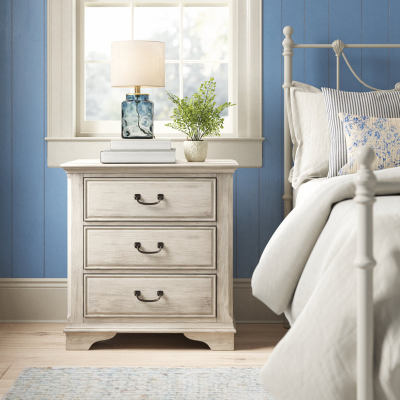 Nestor 3 - Drawer Nightstand - Antique White w/ Wirebrush