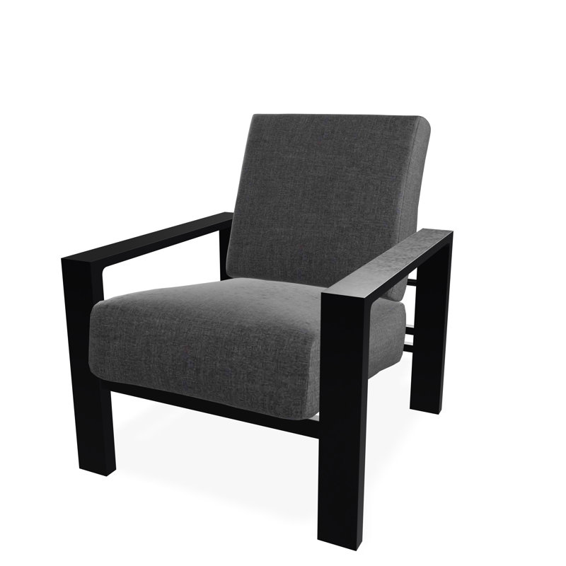 Larssen Deep Seating Cushion Arm Chair, Black, Cast Slate Sunbrella® Plainweave