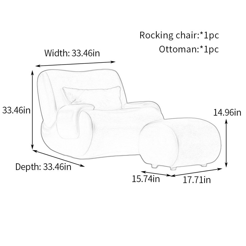 Chaise berçante de qualité supérieure avec structure en bois massif, Noir