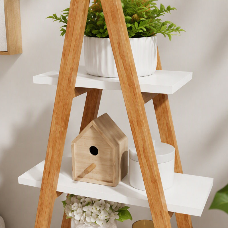 Bibliothèque en bois de bambou massif