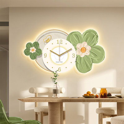 Green,White Free Form Analog Wall Clocks
