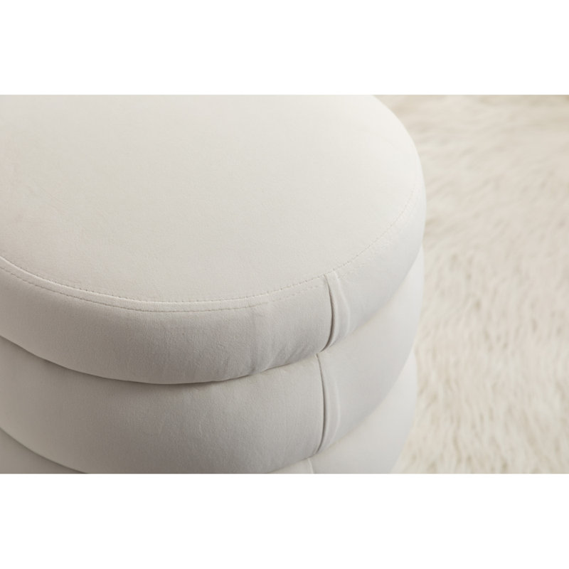 Repose-pieds rond en velours doux, Blanc