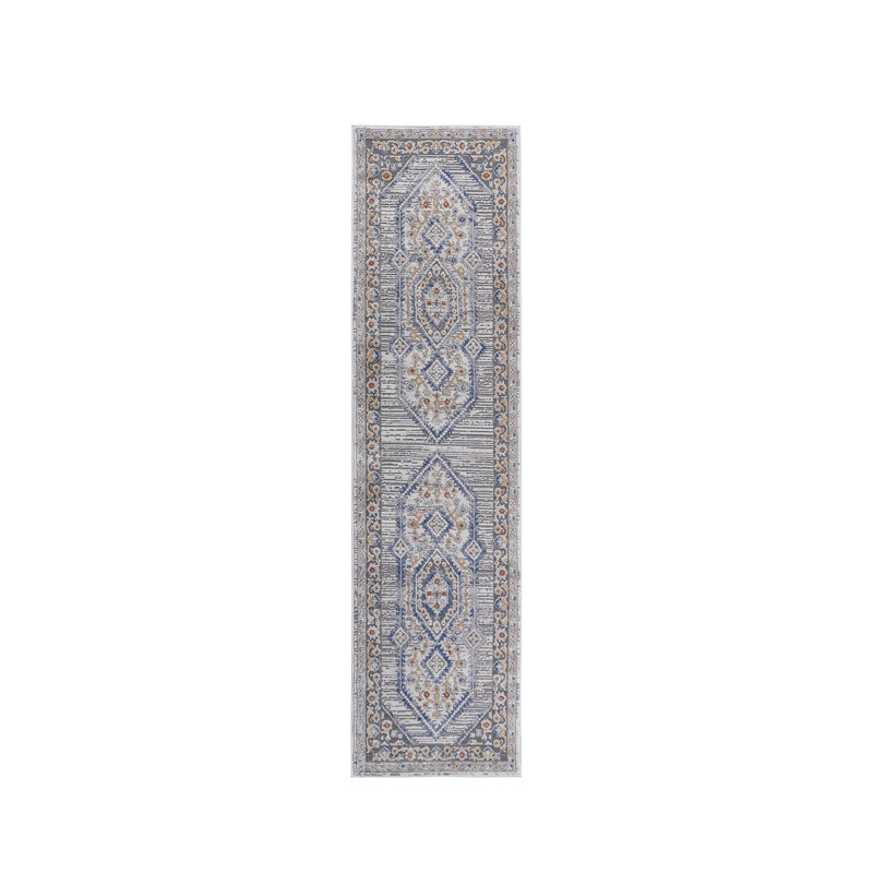 Collection Blue/Cream/Bordered Non-Shedding Living Room Bedroom Dining Home Office Stylish and Stain Resistant Area Rug