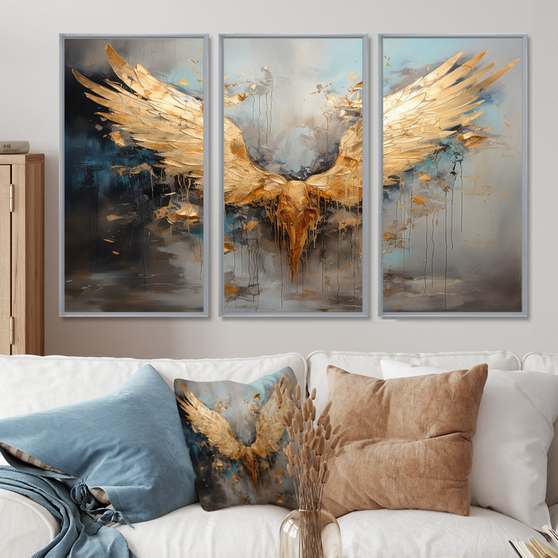 «Dasheil - Wings Angel», ensemble de reproduction d'art mural, H 40 po x l 60 po x P 1 po, Encadrement argenté