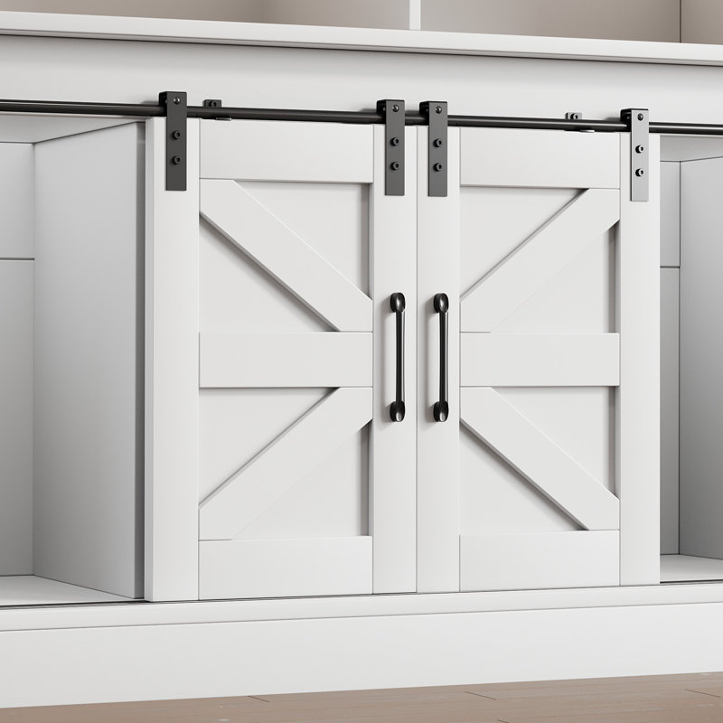 Penney 47.2'' Coffee Bar Cabinet with Outlet, White/Brown