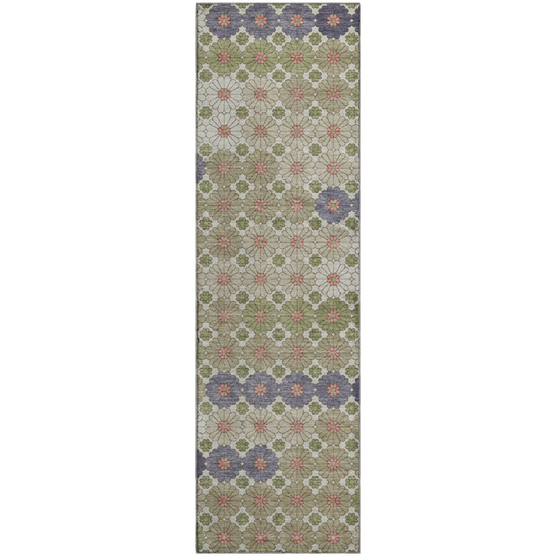 Premium Machine Washable Varasteh AMF1678 Geometric Rug, Runner 2'3" x 7'6"