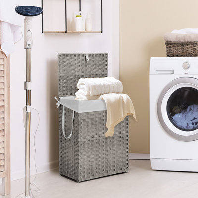 Comeau Foldable Rattan Laundry Hamper with Removable Liner