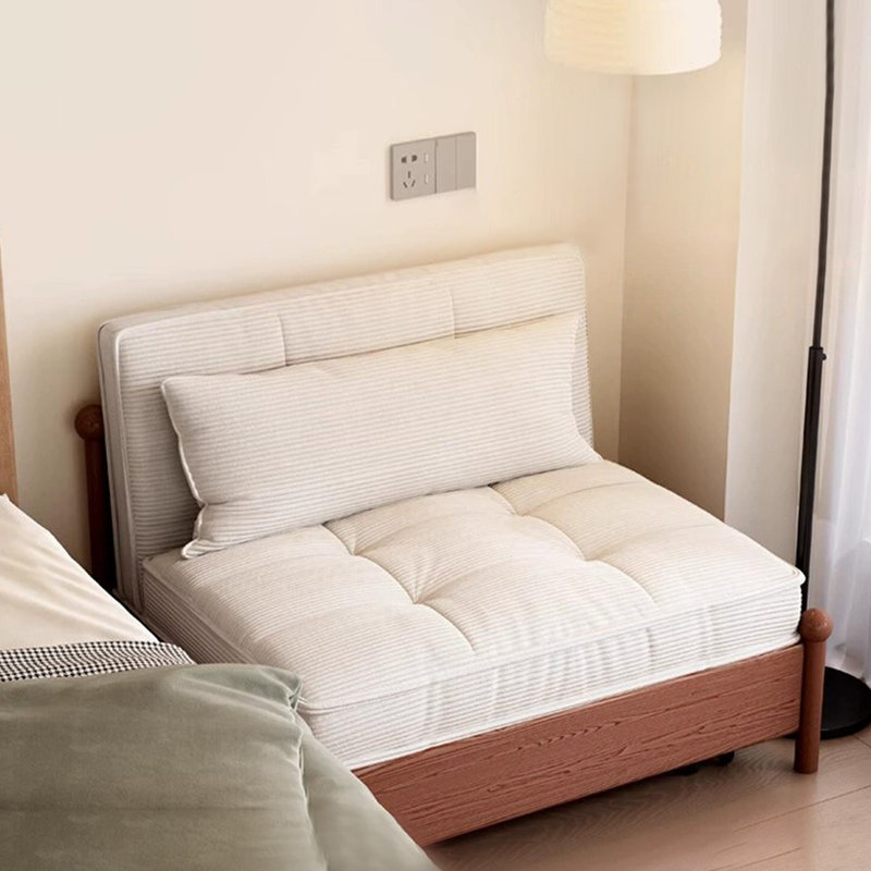 Coussin modulaire en velours côtelé blanc et brun, H 33,46 po x l 41,34 po x P 31,5 po