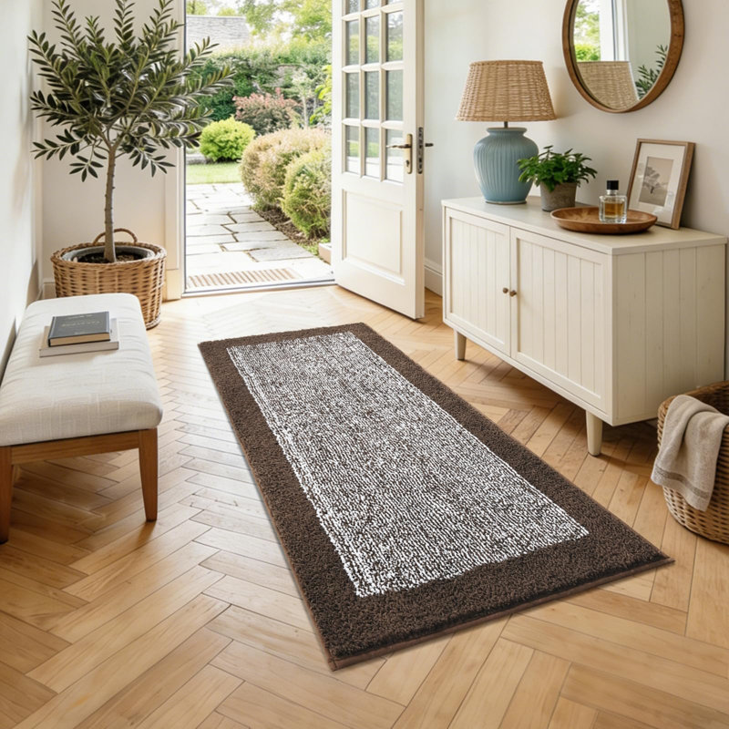 Tapis de bain long 48 x 24 pouces, antidérapant, lavable, doux et absorbant, brun, Brun