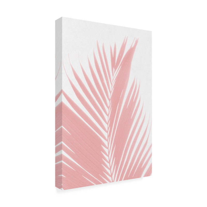 Art sur toile, bol Amini54, feuilles de palmier rose, H 12 po x l 19 po