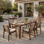 7 Piece Outdoor Acacia Wood Dining Set with Cushions, Perfect for Coastal and Boho Decor, Weather-Resistant and Durable
