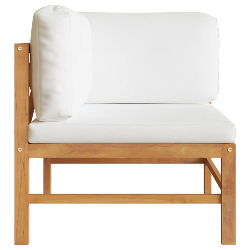 Canapé de patio carré en teck de 26 po de large avec coussins Cappe, Blanc, 2