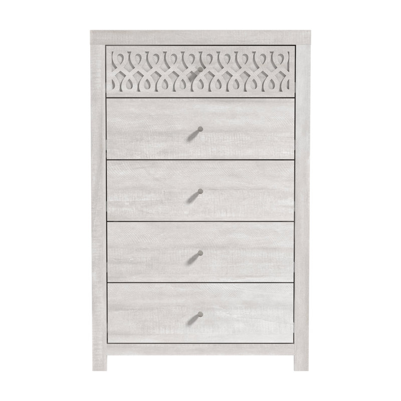 Commode 5 tiroirs Brandarius, Chêne gris cendré